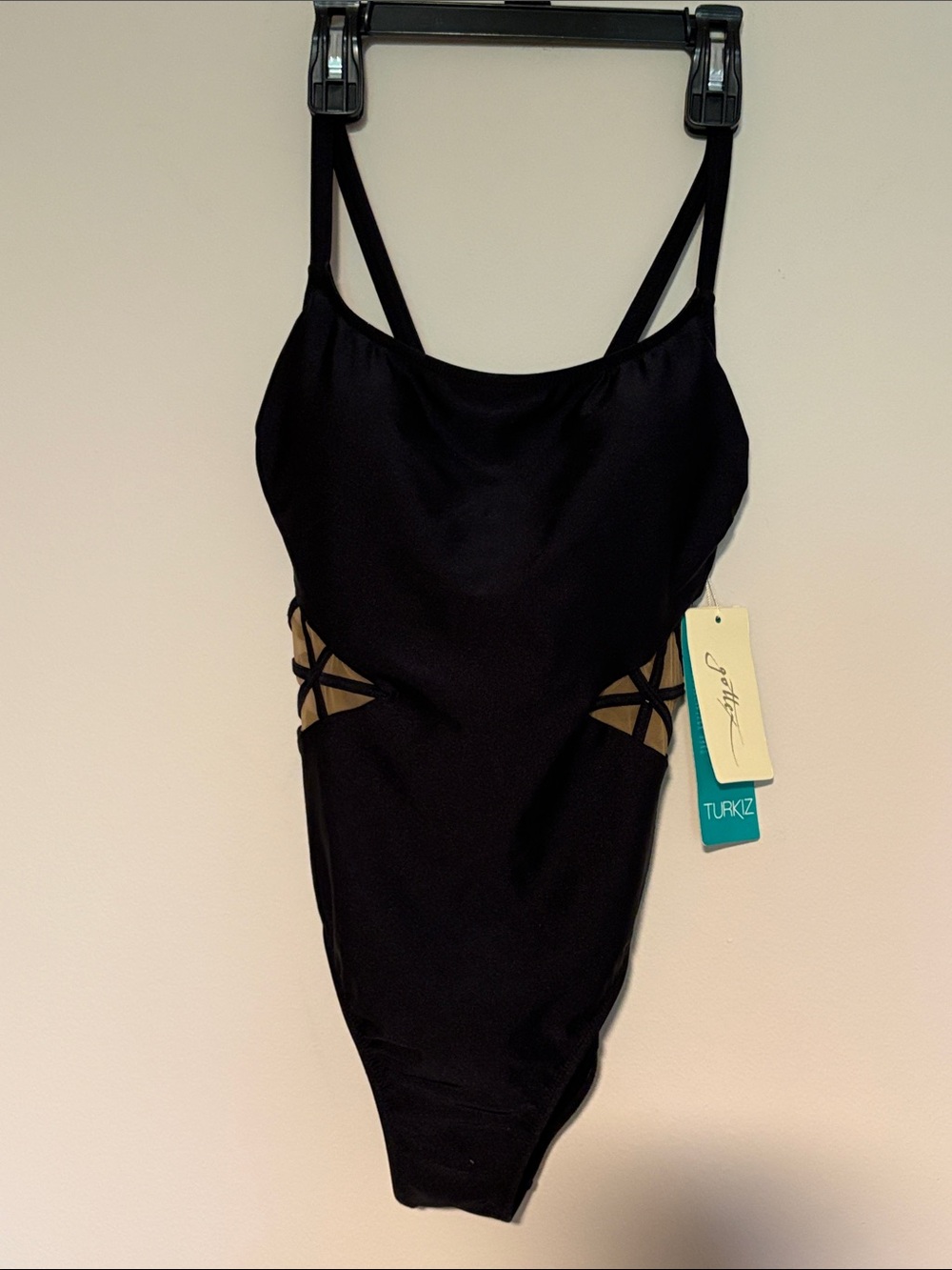 Gottex Black strappy one piece swimsuit